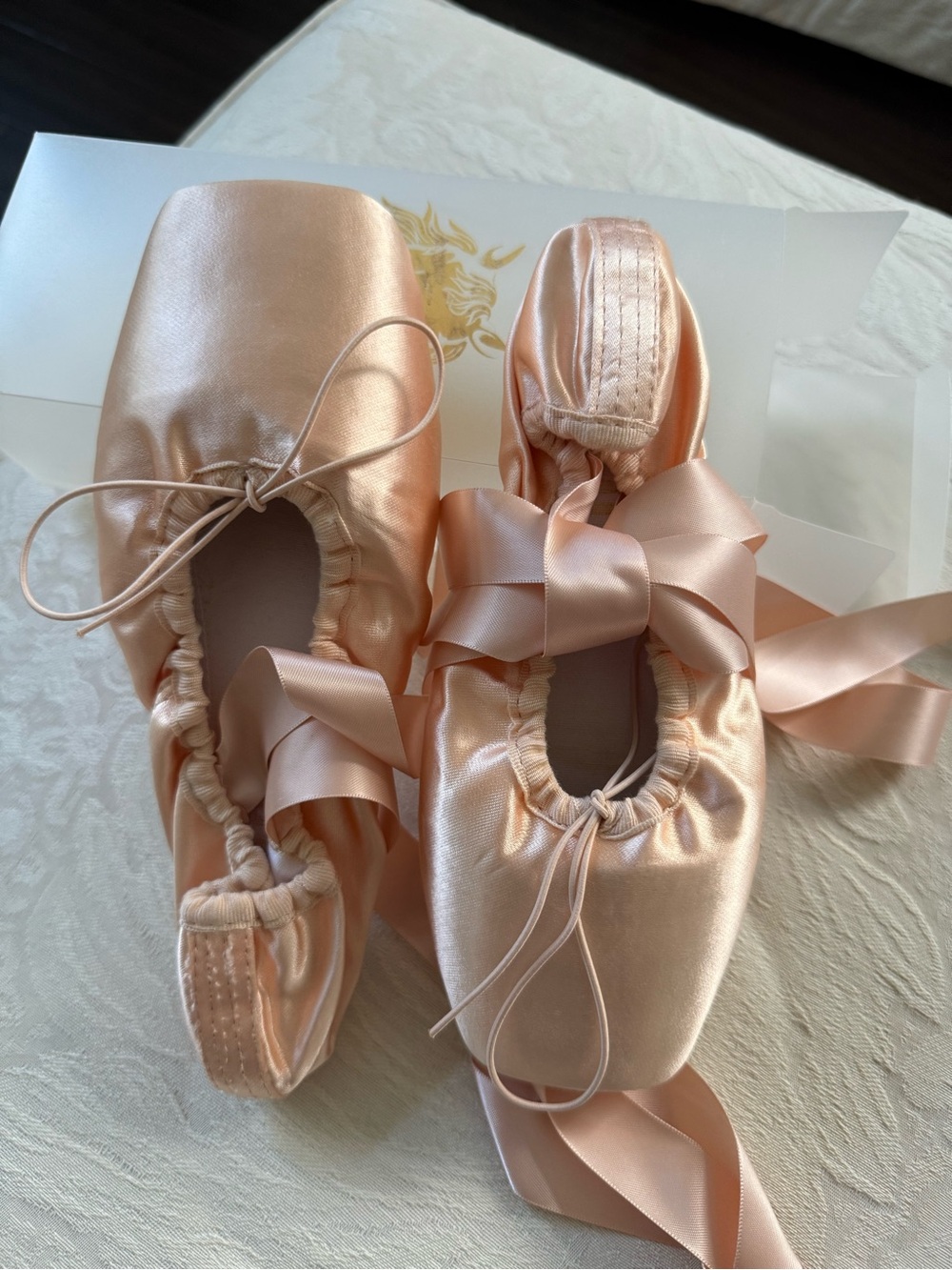 Satin Pointe Ballet Flats in Rose Gold - Picture 2 of 9